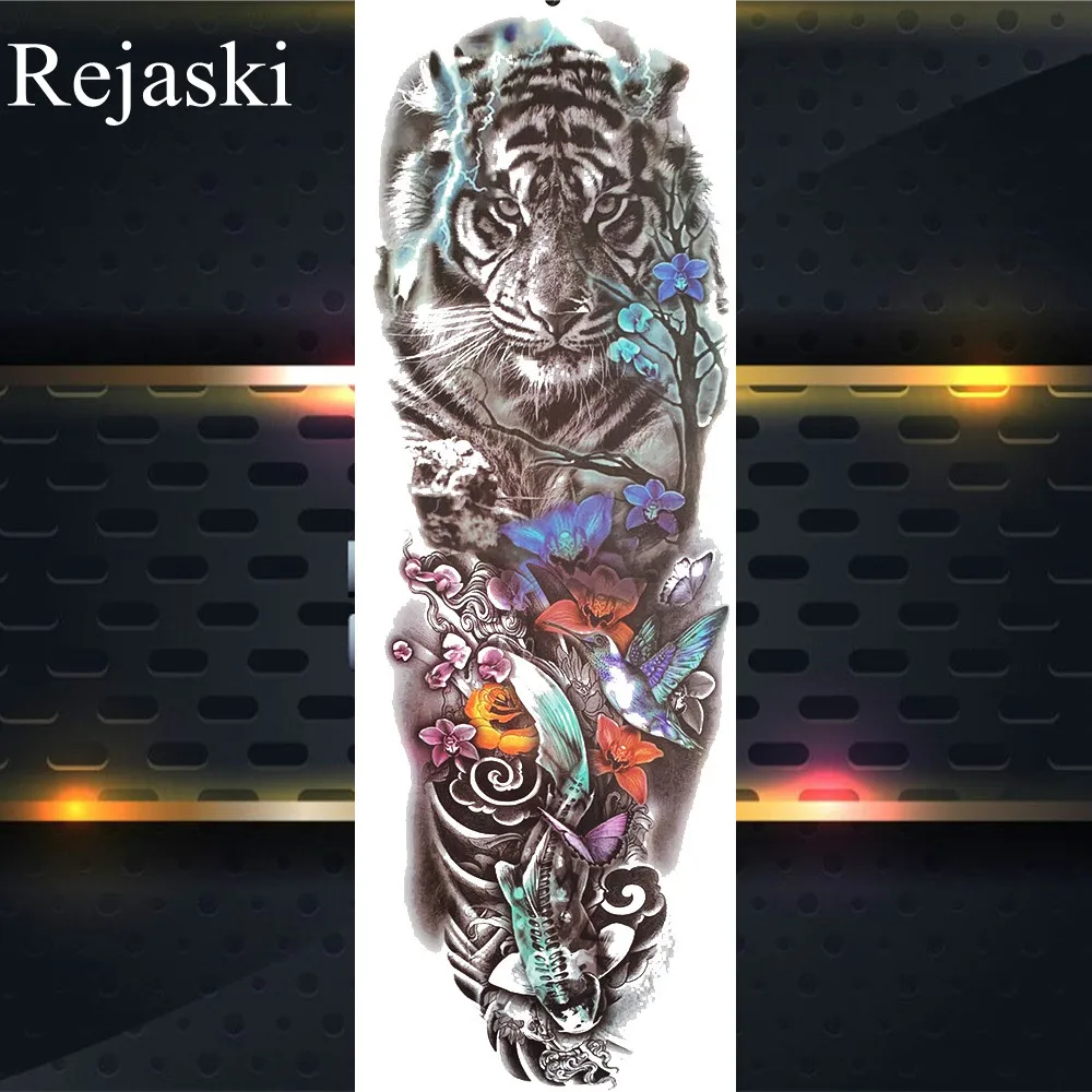 Rejaski крутая нарукавная повязка с тигром Орлом львом временная татуировка на всю