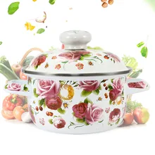 18CM two-ear enamel pot household thickened soup pot stew pot gas induction cooker general purpose cooker 18CM two-ear enamel pot household thickened soup pot stew pot gas induction cooker general purpose cooker