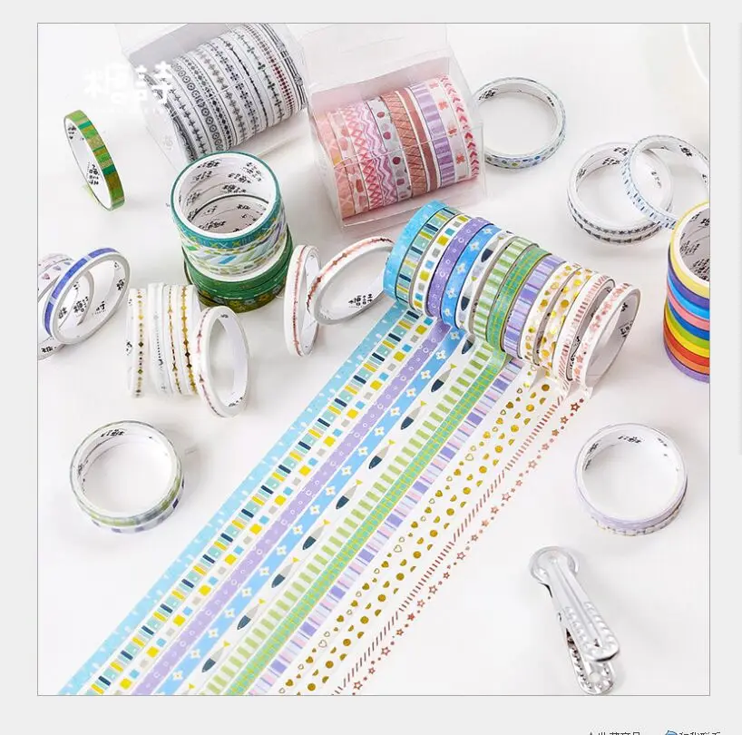 

10pcs/lot Cute Rainbow Slim border rose gold foil hot silver Glittering washi tape DIY Planner scrapbooking masking tape escolar