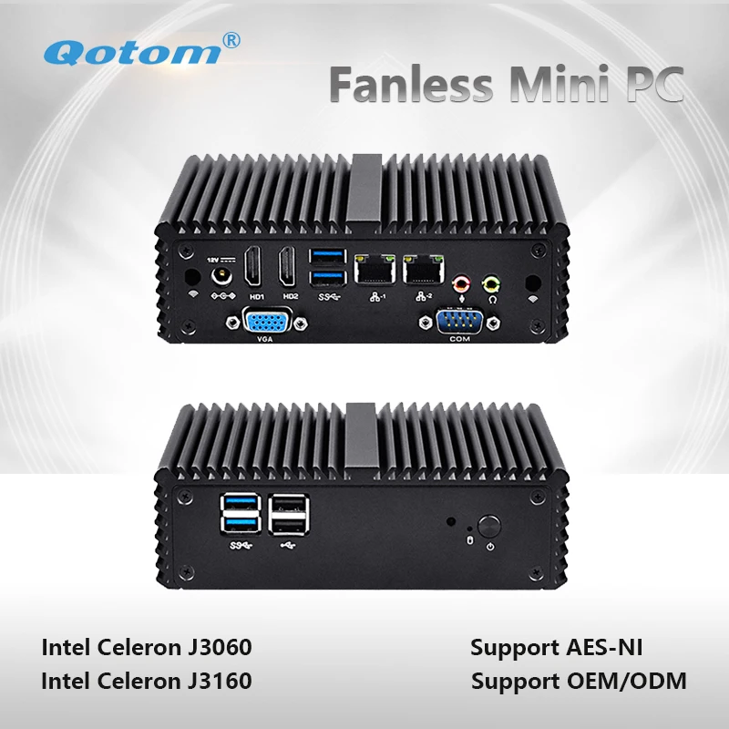 N3150 Qotom-Q150P-S08 Mini PC Безвентиляторный Настольных Четырехъядерных Процессоров Celeron ПРОЦЕССОР Nano ITX Неттоп Gaming PC Дешевые Небольшой Промышленный Компьютер