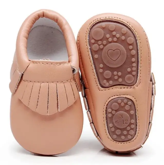 Lovely bow hard sole toddler moccasins first walker shoes leather baby