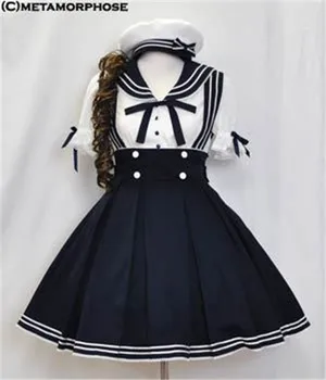 

New Arrival Female Halloween Lolita Cosplay Costume Women Japanese School Uniform Sailor COS Uniform Shirt+Skirt