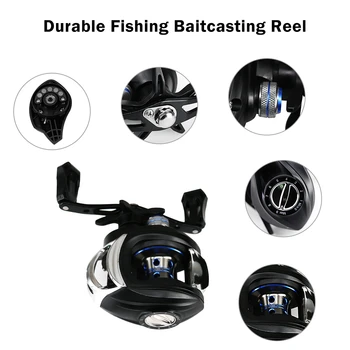 

Fishing Reel Casting Gear Ratio 7.2:1 Metal Baitcasting Reel Super Magnetic Braking System 4+1 Ball Bearings Fishing Reels