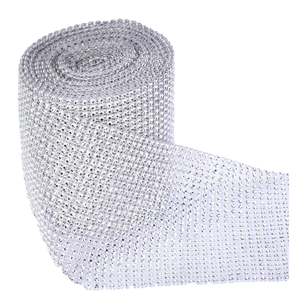 24 Row 10 Yard  Diamond Sparkling Rhinestone Mesh Ribbon Roll DIY Arts Crafts Wedding Birthdays Baby Shower Decorations