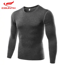 Мужская для спортзала одежда Спортивная Фитнес рубашка Длинные рукава Колготки Футболка мужская сильно облегающее Спортивное мужское белье бег Бодибилдинг быстросохнущая рубашка