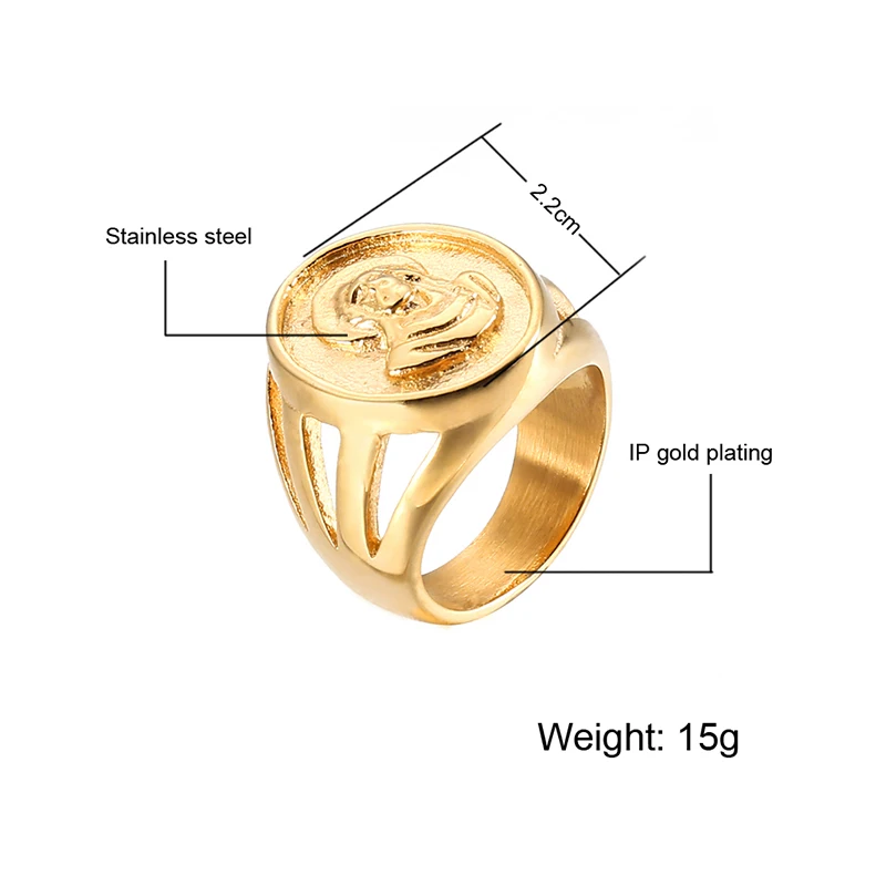 Кольцо Девы Марии в стиле хип-хоп, кольцо Иисуса, IP позолоченное титановое кольцо из нержавеющей стали для мужчин, христианское ювелирное изделие, Прямая поставка - Цвет основного камня: Jesus Ring