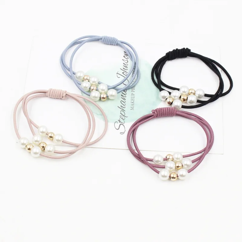 

JZJR High Elastic Hair Bands Multi-layer Pearl Hair Ring Korean Stretch Ties For Women Girls Ponytail Holder Hair Accessories
