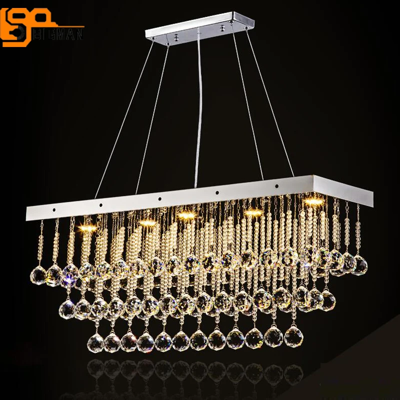 

rectangular design dinning room crystals chandeliers lamp lustre GU10 LED light fixtures