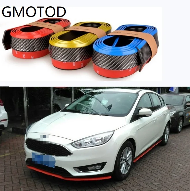 

Car PVC Carbon Fiber Front Bumper Lip Splitter Chin Spoiler Trim Protector 3 Colors (Size: 250 x 5.5cm )