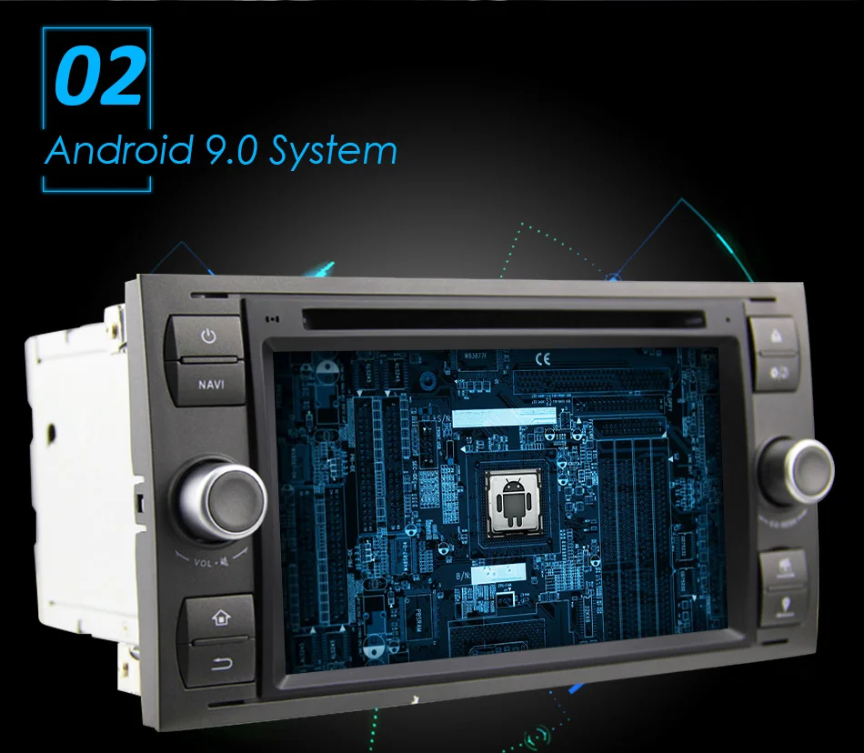 Excellent Eunavi 7" in dash 2 din Android 9.0 Car DVD Player Car GPS stereo OBD2 for Ford C-Max Fiesta Fusion Kuga Mondeo Focus with radio 3
