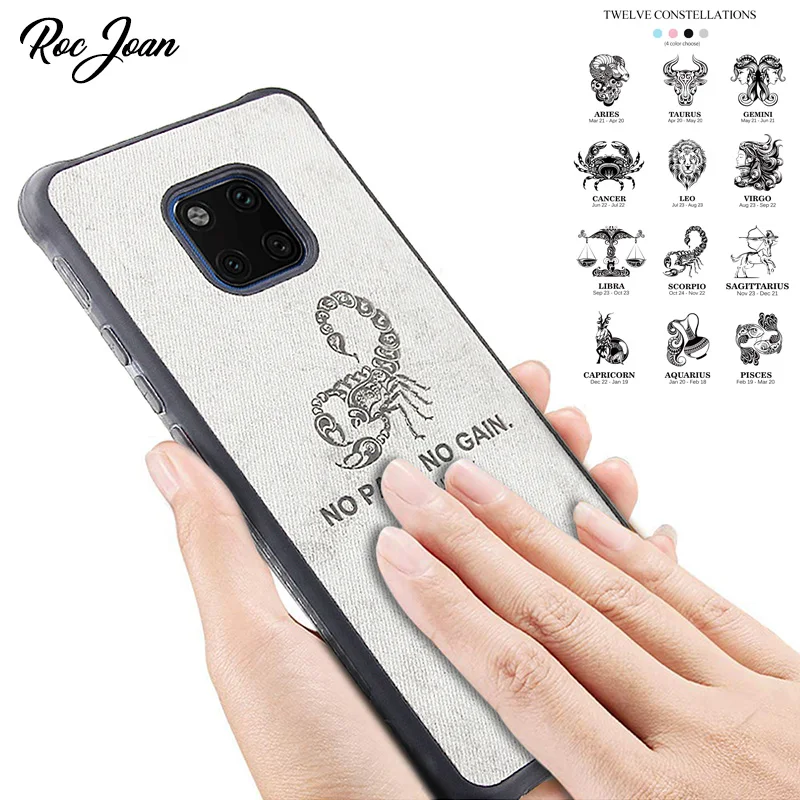 

Cloth Twelve constellations Case For Huawei Mate 20 10 Lite P20 Pro Cover Vintage Business Soft TPU Back Coque In Fitted Cases