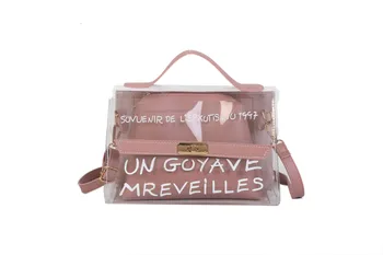 

Fashion PVC Clear Transparent Women Shoulder Bags 2019 Female Casual Vintage Letters Cover Messenger Bags Handbags
