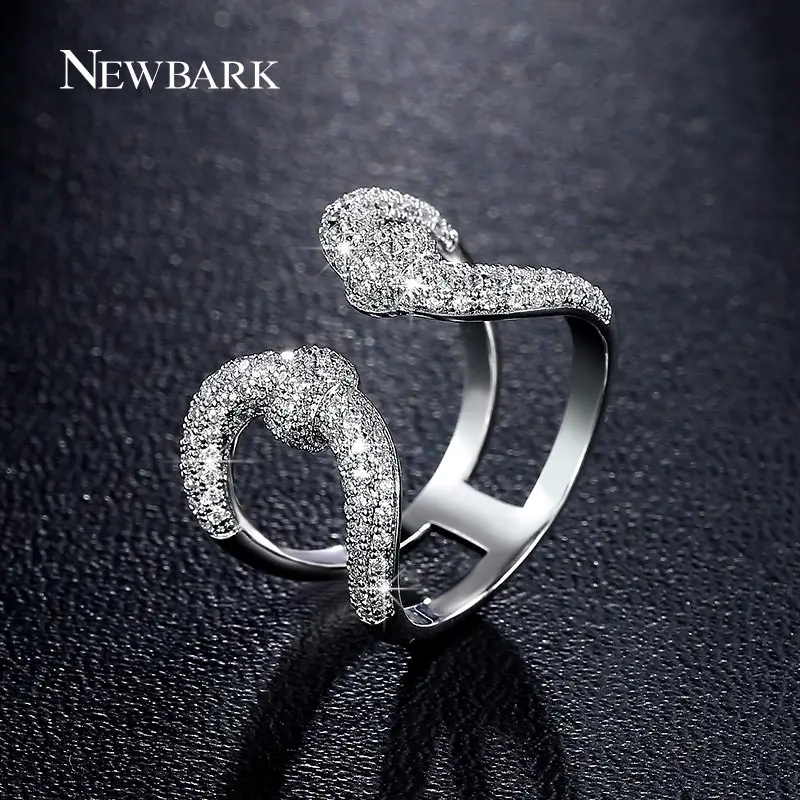 

NEWBARK Vintage Crown Open Women Rings Lovely Lady Double U Silver Color Great Quality Zirconia Stone Queen Symbol Finger Ring