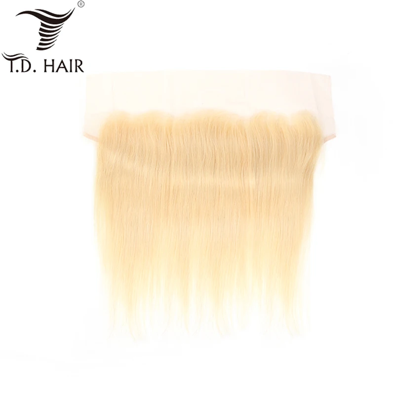 Русские волосы 613 прямые пучки с закрытием tdhair Remy блонд цвет волос 13*4 закрытием|3/4