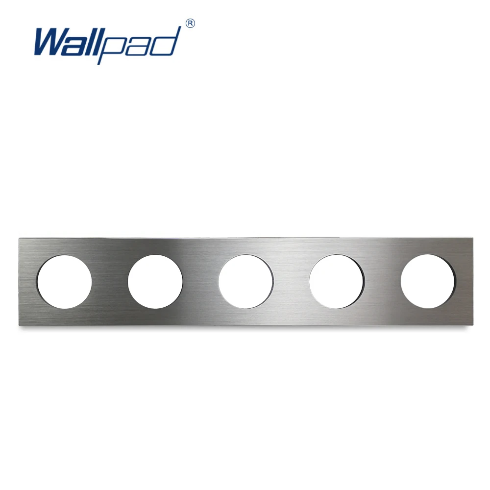 

L6 DIY Quintuple 5 Frame Silver Panel Brushed Aluminum For Wall Switch Socket Metal Plate Free Combination, 430*86mm
