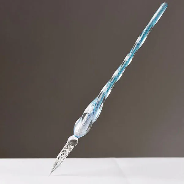 Высококачественная креативная стеклянная ручка, держатель для ручки, красивый цветной стеклянный держатель для ручки, деловая офисная канцелярия, канцелярские принадлежности - Цвет: Light Blue