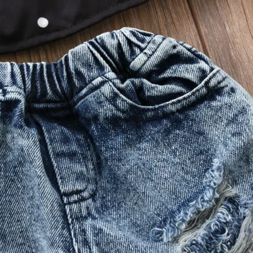 Newborn Infant Toddler Kids Baby Girls Fashion Bog Hole Jeans Pants Outfits Clothing