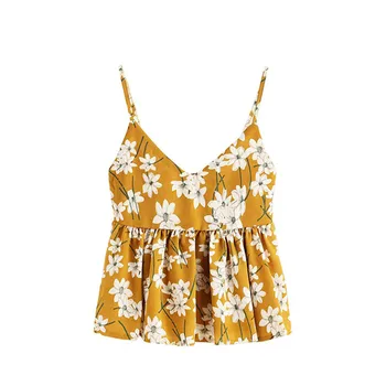 

2020 New women fashion polka printing print casual sling blouse shirts women back elastic ruffles blouse chic chemise tops #YL5
