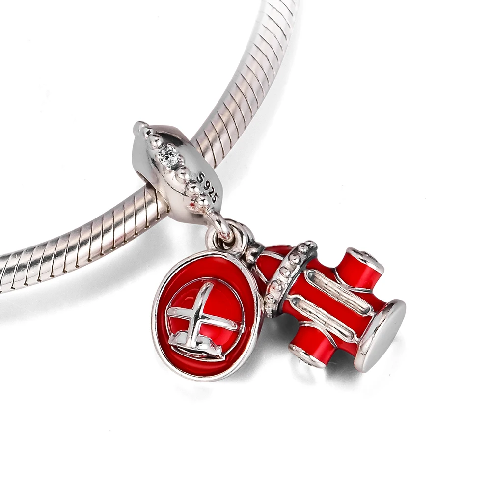 

Fireman Sign Silver Charms for Jewelry Making Fashion Silver 925 Jewelry For DIY Charms Women Bracelets Red Enamel Pendants