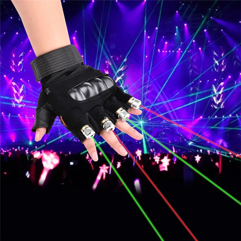 

Super Cool 1Pc Red Green Dual Color Laser Gloves Dancing Stage Show Night Light Laser LED Light For DJ Club Party Bar US EU Plug