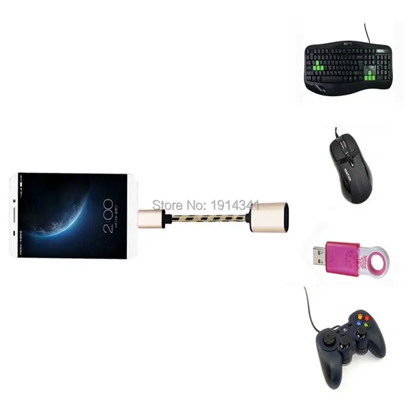 Szaichgsi USB-C 3.1 Тип c мужчина к USB 3.0 Женский плетеный нейлоновый синхронизации данных Зарядное устройство OTG кабель конвертер для Google Nexus 200 шт