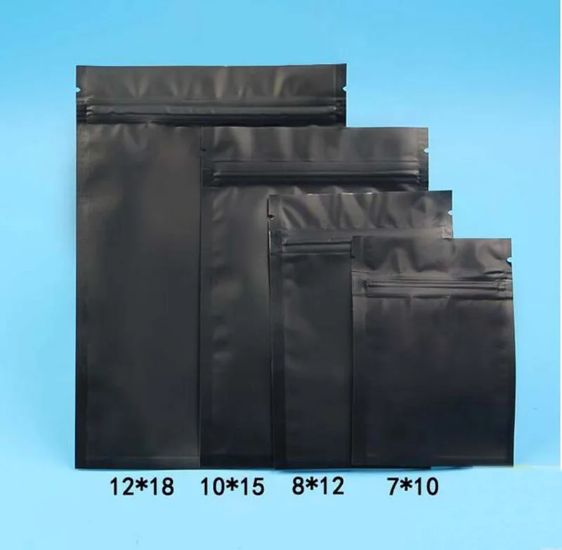 1000pcs 12X18CM 12*18cm black color Metallic Mylar ziplock bags flat