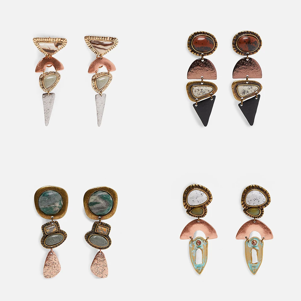 Bohemian New 2019 Za Resin Stone Long Drop Dangle Earrings for Women Vintage Ethnic Boho Metal statement Wedding Jewelry
Bohemian New 2019 Za Resin Stone Long Drop Dangle Earrings for Women Vintage Ethnic Boho Metal statement Wedding Jewelry