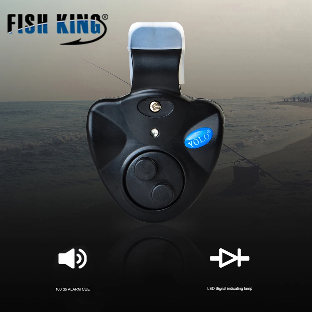 FISH KING, сигнализация для рыбалки, 40 г, Электронная, беспроводная, с зажимом, ABS, сигнализация для укуса рыбы, новая светодиодная лампа для рыболовных снастей alarma