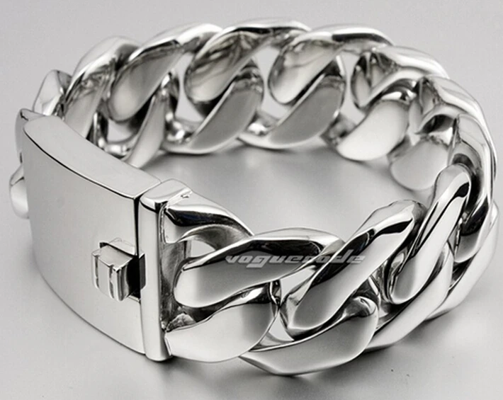 

Urban Jewelry Stainless Steel Men Charm Cuban Curb Link Bracelet Silver 24*210mm