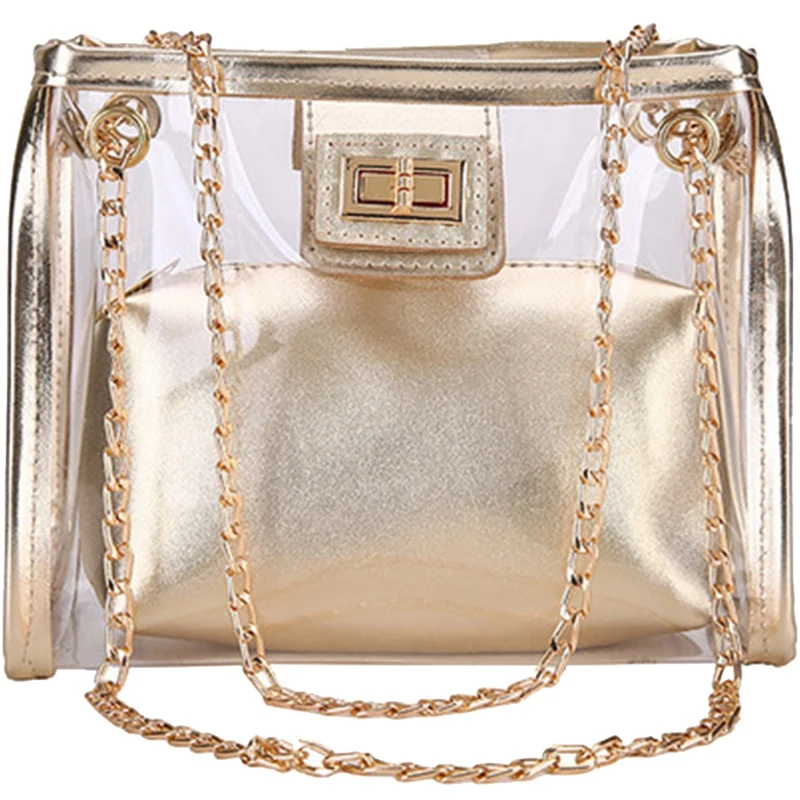 

Transparent Ladies Bag Jelly Chain Ladies Handbag Beach Shoulder Bag Holographic Wallet And Handbag