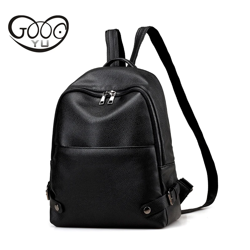 Leather backpack women luxury brand Fashion litchi pattern street simple solid color backpacks for teenage girls