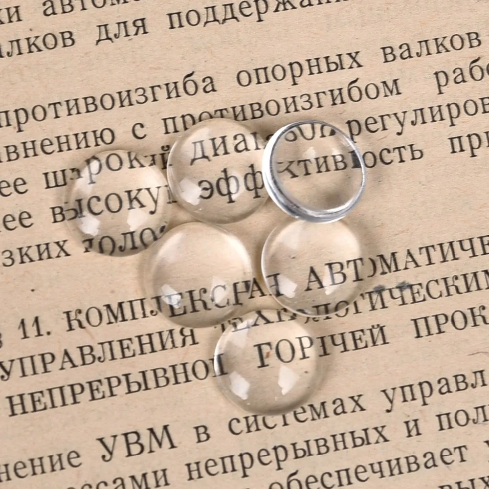 14mm Round Cabochons Transparent Glass Clear Flat Back (3)