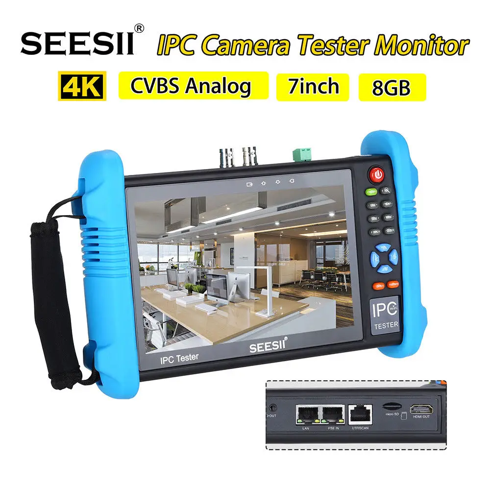 

SEESII 9800PLUS 7inch 1920*1200 IP Camera Tester 4K 1080P IPC CCTV Monitor Video Audio POE Test Touch Screen HDMl Discovery 8GB