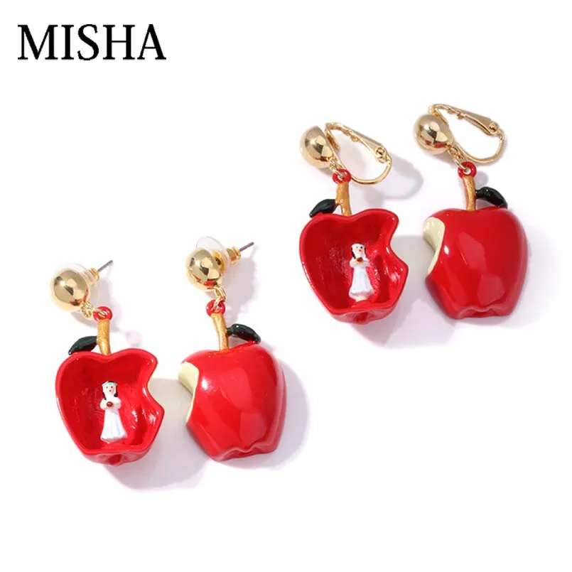 

MISHA Top Quality Handmade Enamel glaze Earrings For cute Dwarf apple stud earrings Chic wedding Party Jewelry Gift 652