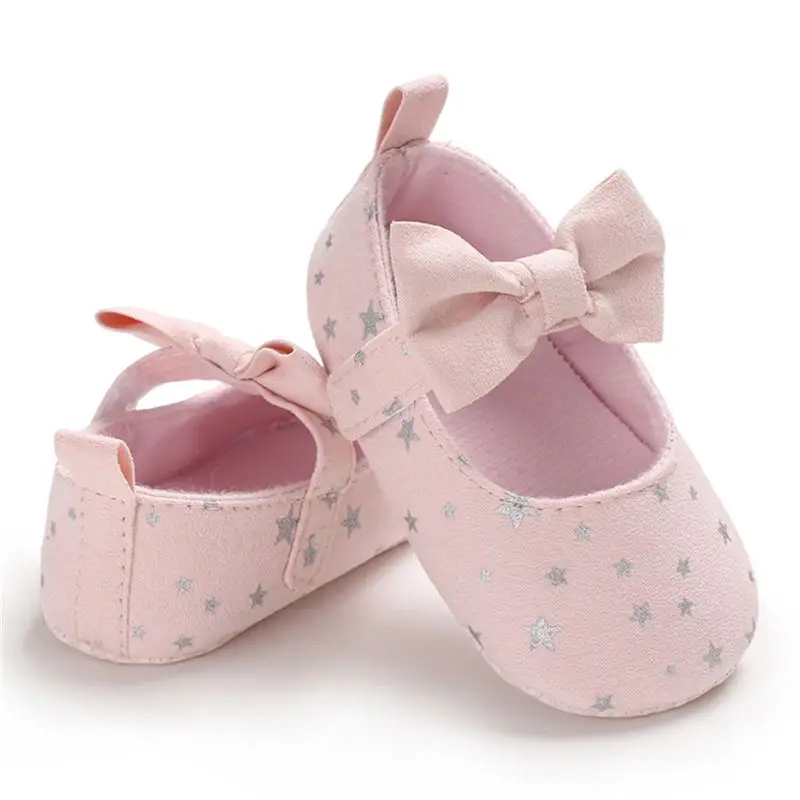 Newborn Infant Girls Crib Shoes Baby Kids Bowknot Soft Sole Prewalker Sneakers