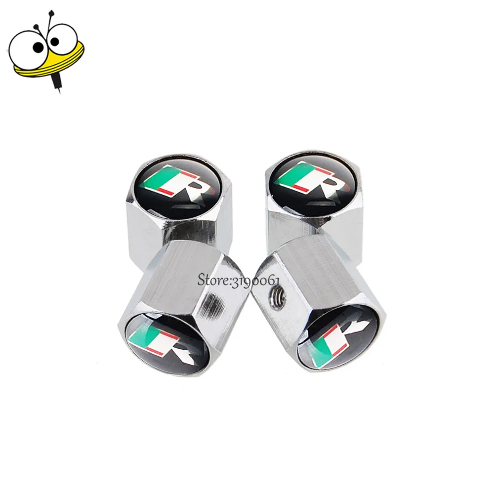 Car Styling Tire Valve Stem Caps Wheel Rim Sticker For R Logo For
