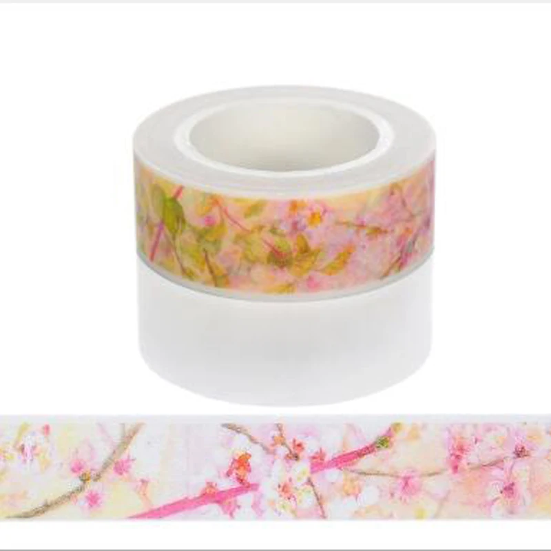 

10m*15mm Creative Beautiful Sakura Washi Tape Adhesive Tape School Office Supplies DIY Scrapbooking Decorative Sticker Tape 1PCS