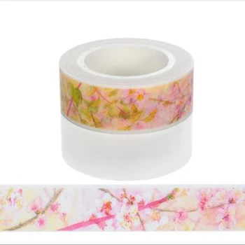 

10m*15mm Creative Beautiful Sakura Washi Tape Adhesive Tape School Office Supplies DIY Scrapbooking Decorative Sticker Tape 1PCS