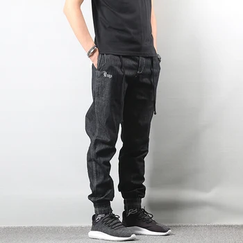 

Japanese Style Fashion Men Jeans Vintage Black Color Loose Fit Cargo Pants hombre American Streetwear Hip Hop Joggers Jeans Men