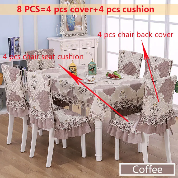 Coffee 8pcs 9/13 шт. печатных скатерть набор современный стул Чехлы Hotel Бытовая обеденный простой синий пыле Водонепроницаемый Скатерти - Цвет: Coffee 8pcs