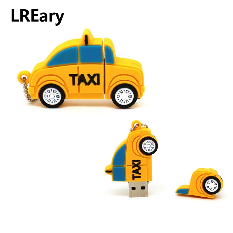 

Cartoon Mini taxi pen drive usb 2.0 flash drive disk toy yellow car computer gift memory Stick pendrive 4GB 8GB 16GB 32GB