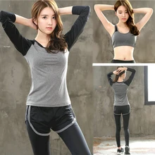 Высококомпактный эластичный женский спортивный костюм для спортивной йоги, комплект из 3 предметов, спортивный костюм, комплект для занятий йогой, дышащая, прохладная, сухая, впитывающая пот Спортивная одежда