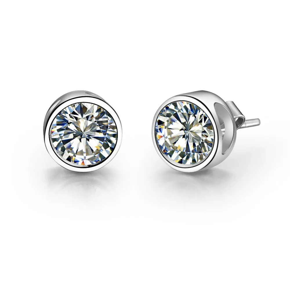 

0.5CT/piece Solid Sterling Silver Simulate diamond stud earrings for women High Quality wedding bridal jewelry anniversay gift