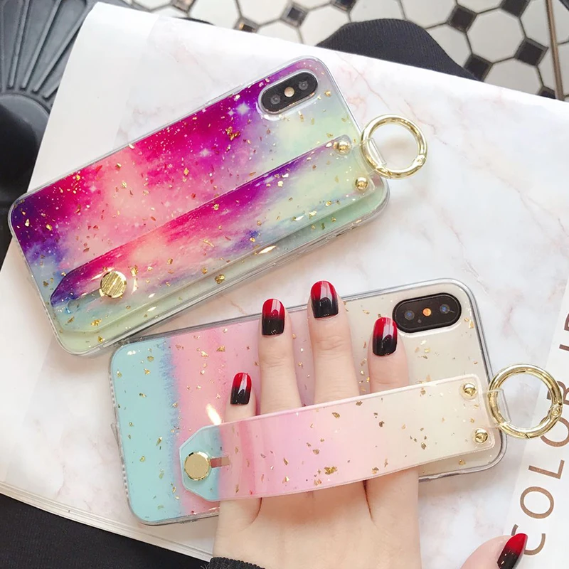 Ремешок на запястье чехол для iphone x xs max xr 6 6s 7 8 Plus кольцо палец браслет с