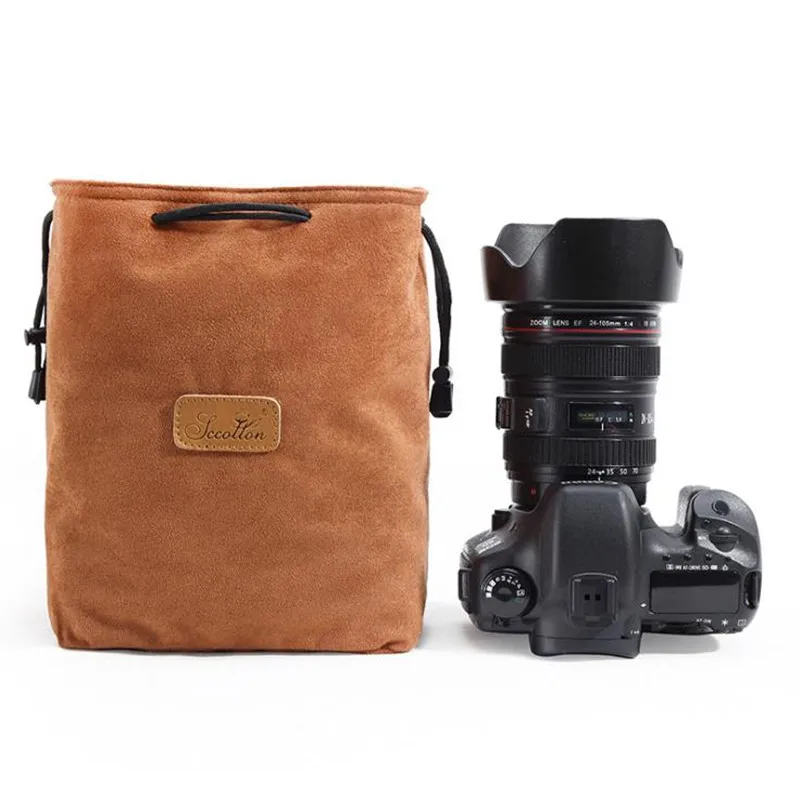 

2019 New Five-color Optional Retro Simple SLR Camera Lens Canvas Bag Storage Bag Lens Shockproof Lens Tube Digital Camera Bags