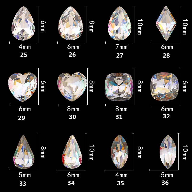 AAAAA 44 вида похожих Swa кристалл AB чешские хрустальные стразы pointback Дизайн ногтей украшения камни капли воды/Сердце/лошадь глаз