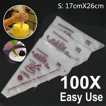 

Hot Sale 100pcs/Lot Small (17*26cm) Disposable Cream Pastry Bag ,Cake Icing Piping Decorating Tool DP870248