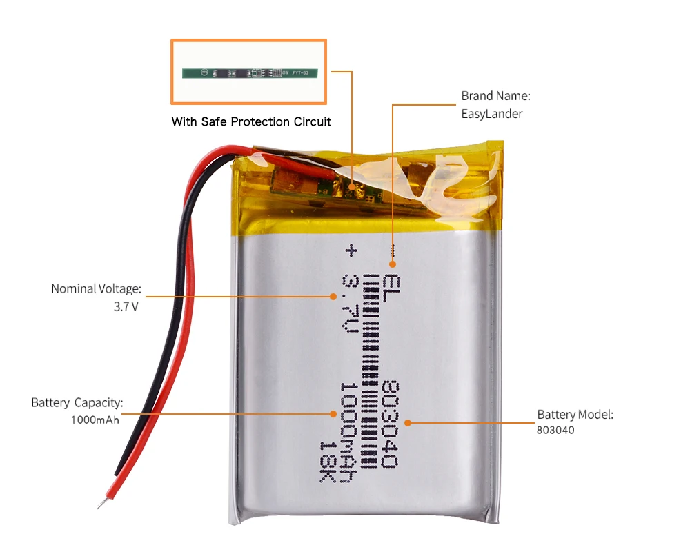 Планшетный ПК 3,7 V 1000mAh Lipo литий-полимерный аккумулятор 803040 аккумуляторная батарея с высокой емкостью