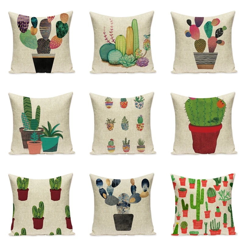 Baolifu الكرتون الصبار نبات استوائي الصبار وسادة مقعد وسادة تغطي ديكور سيارة/كرسي/مكتب الديكور أريكة وسادة تغطي