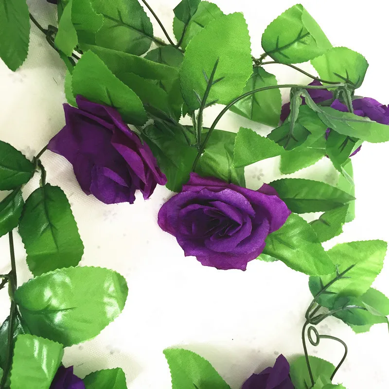 

2018 newest 250CM/lot Silk Roses Ivy Vine with Green Leaves For Home Wedding Decoration Fake leaf diy Hanging Garland Artificial